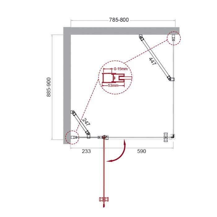 Душевой уголок BelBagno Kraft KRAFT-AH-12-80/90-C-Cr-L 80x90