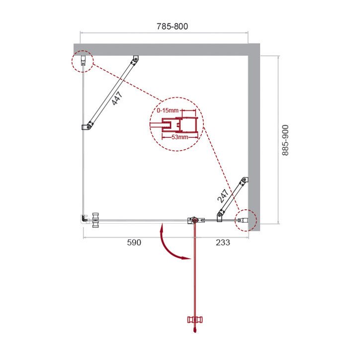 Душевой уголок BelBagno Kraft KRAFT-AH-12-80/90-C-Cr-R 80x90