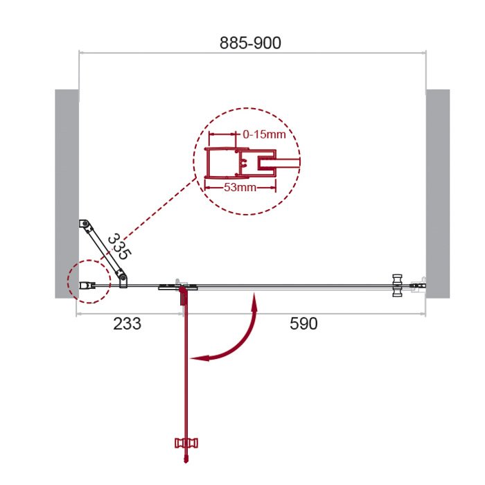 Душевая дверь в нишу BelBagno Kraft KRAFT-B-12-60/30-C-Cr-L 90x195