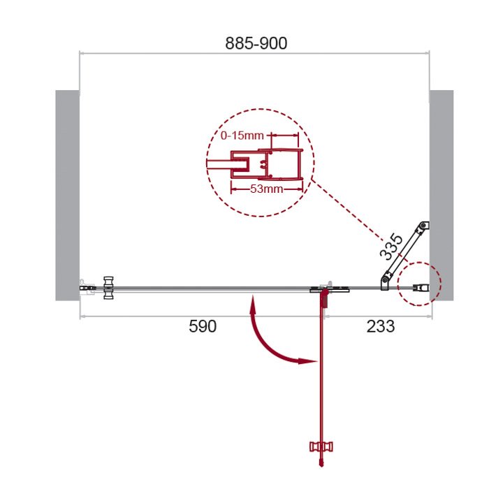 Душевая дверь в нишу BelBagno Kraft KRAFT-B-12-60/30-C-Cr-R 90x195