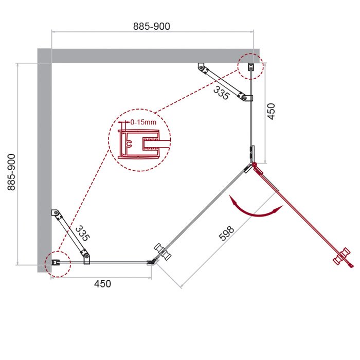 Душевой уголок BelBagno Kraft KRAFT-P-1-90-C-Cr-R 90x90