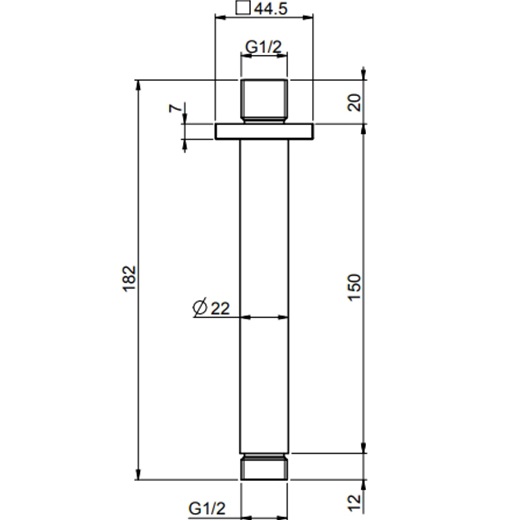Кронштейн для верхнего душа потолочный 15см, 1/2 Fima Carlo Frattini Soffioni F2585NS (черный матовый)