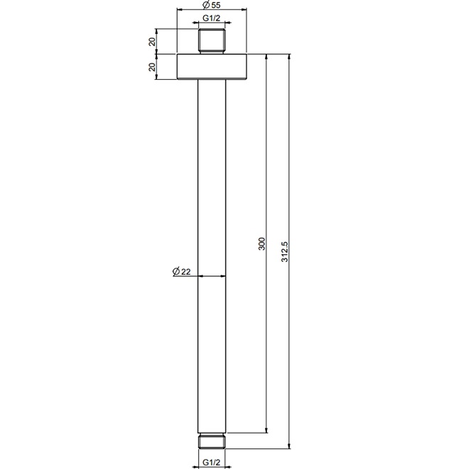 Кронштейн для верхнего душа потолочный 30см, 1/2 Fima Carlo Frattini Soffioni F2586OR (золотой)