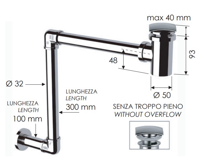 Малогабаритный сифон Remer 984S (хром)
