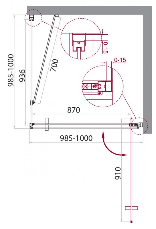 Душевой уголок BelBagno Marmi MARMI-A-1-100-C-Cr 100x100