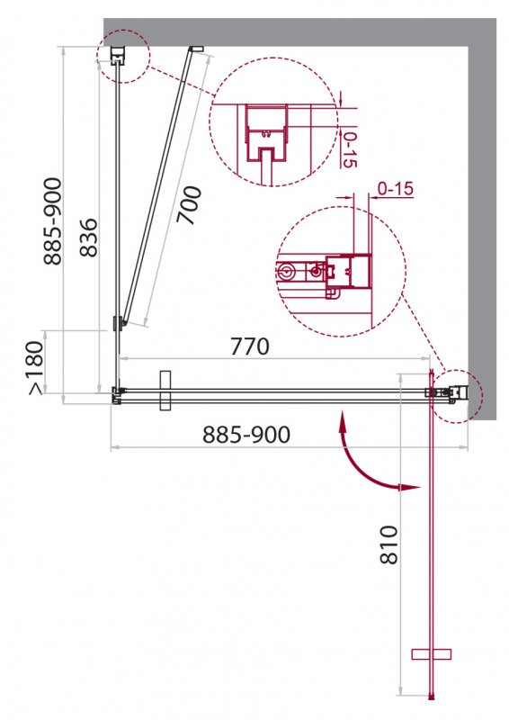 Душевой уголок BelBagno Marmi MARMI-A-1-90-C-Cr 90x90