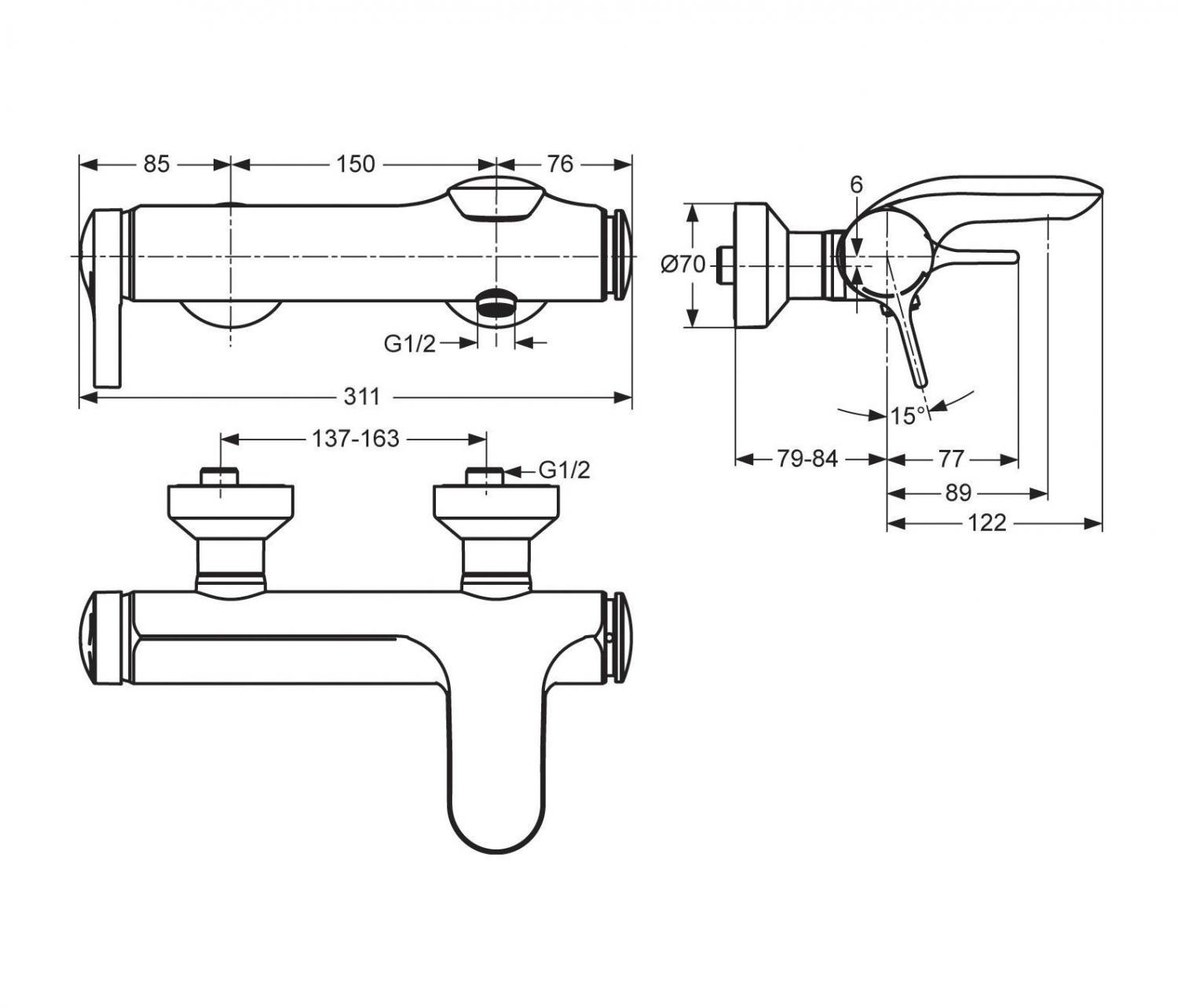 Смеситель для ванны/душа Ideal Standard Melange A4271AA