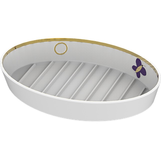 Мыльница фарфоровая настольная THG Capucine Mauve Decor Or A7D-A02-4607 (золотой, лиловый, белый)