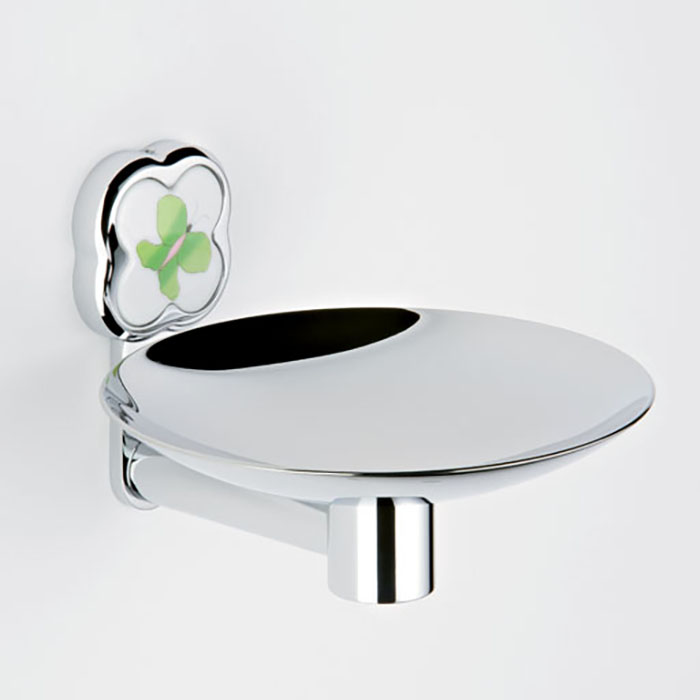 Мыльница подвесная 15x15 см. THG Capucine Vert Decor Platine A7E-A02-546GM (хром, зеленый)