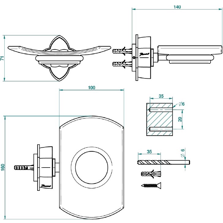 Мыльница подвесная THG Petale de Cristal clair liser dorU6E-F01-500 (золотой)