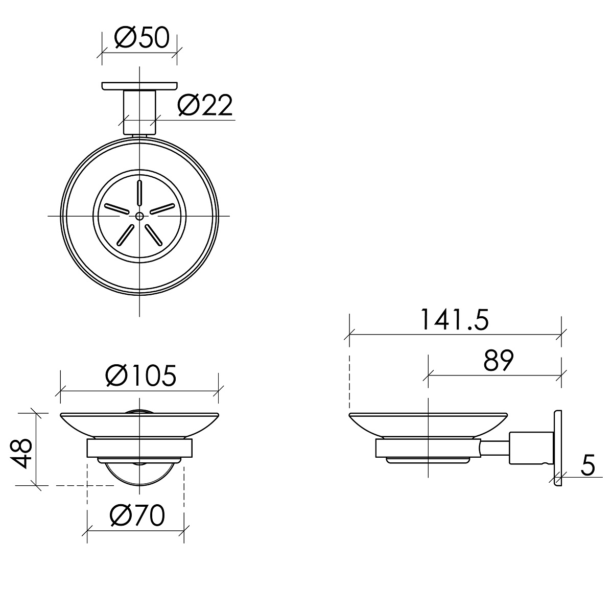 Мыльница Sancos Base / База SC9031BN (брашированный никель)