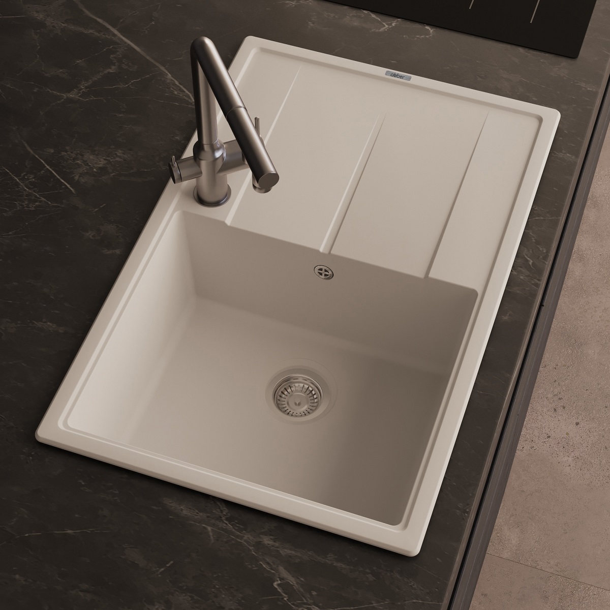 Мойка кухонная Abber Quarz AQ2904W 78х51 (белый), слив-перелив