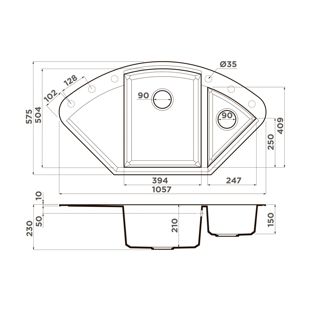 Мойка кухонная Omoikri Sakaime 105C-DC 4993208 105.7x57.5 (темный шоколад)