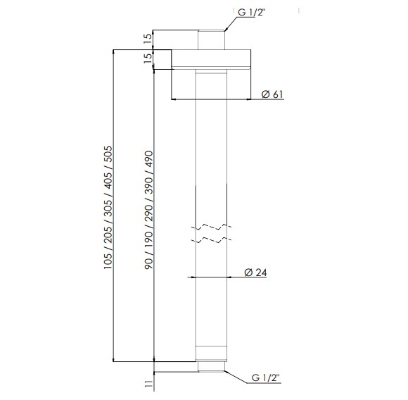 Отвод для душа Remer 20 см. 347N20 (хром)