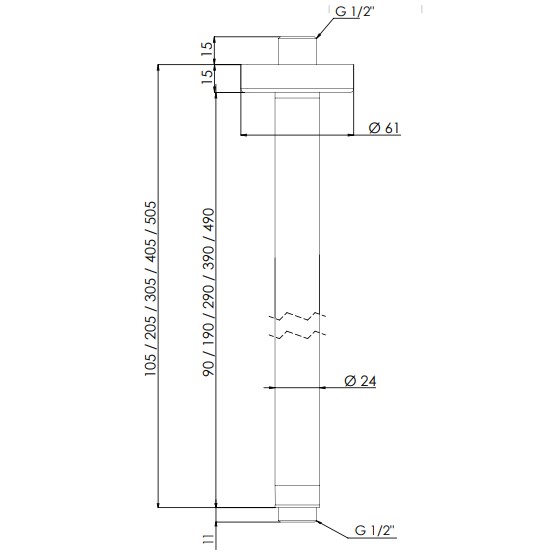 Отвод для душа Remer 30 см. 347N30 (хром)