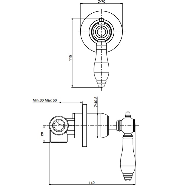 Переключатель потоков, на 2 выхода F5423/2CBOR (золотой)