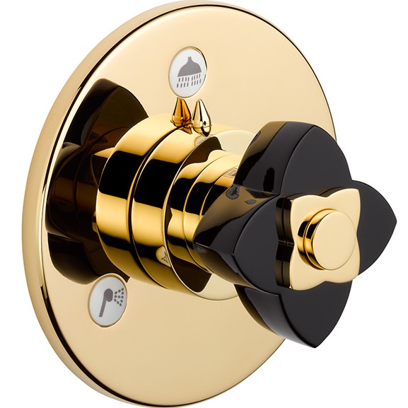 Переключатель потоков THG Petale De Cristal Noir U6D-F01-48M2SB (золотой, черный хрусталь), на 2 источника