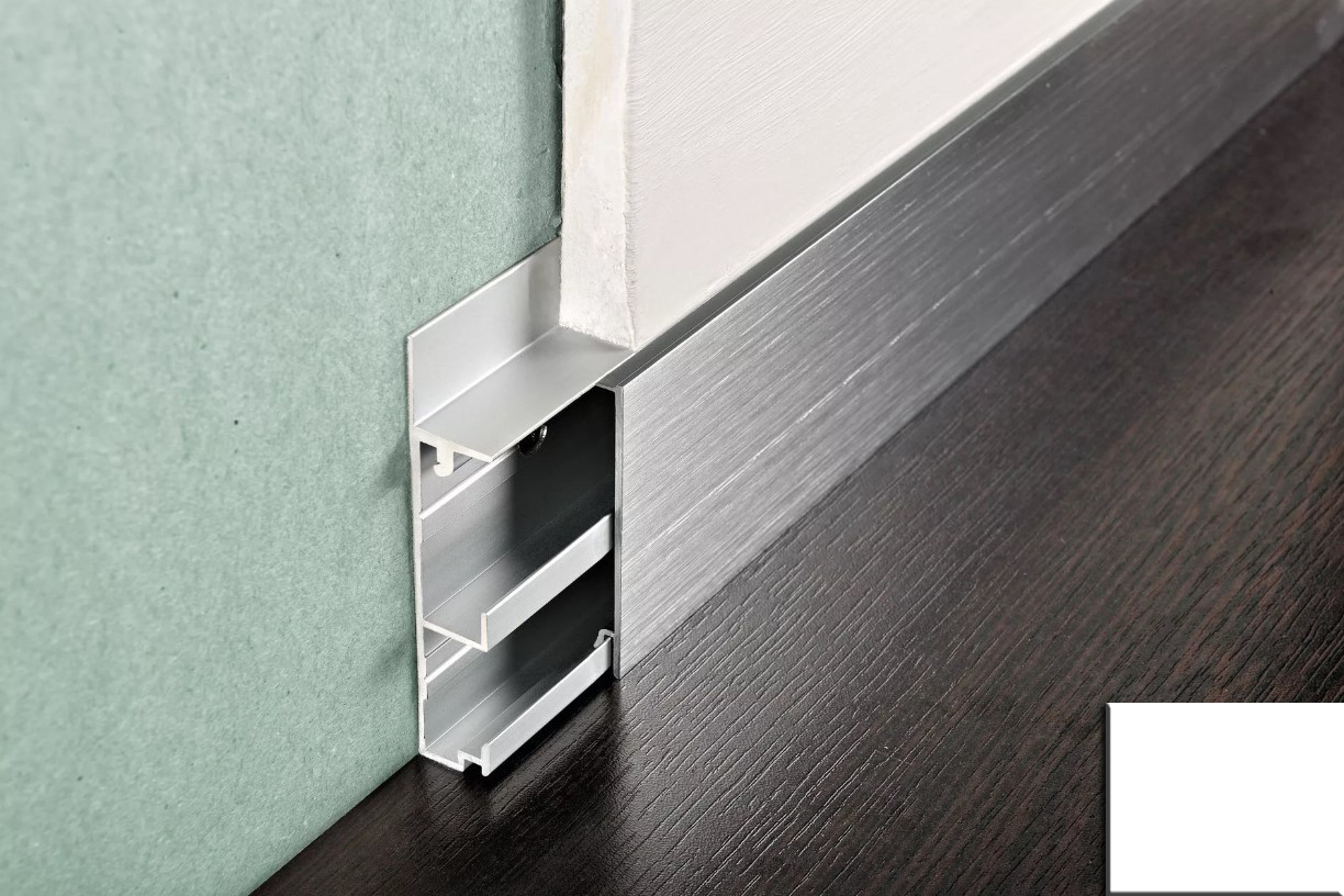 Плинтус Progress Profiles Proskirting Channel PKCHA 55-01 2 м. (белый), окрашенный