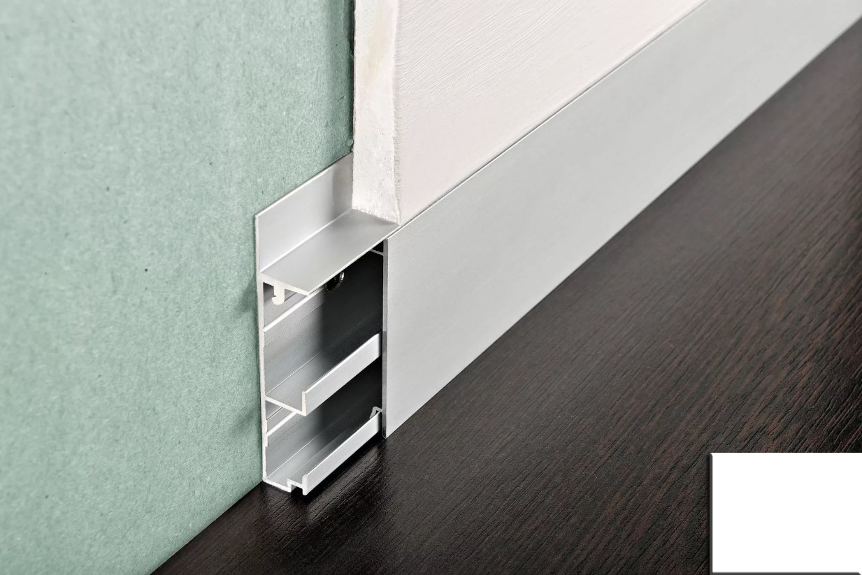 Плинтус Progress Profiles Proskirting Flat PKFLA 60-01 2 м. (белый), окрашенный