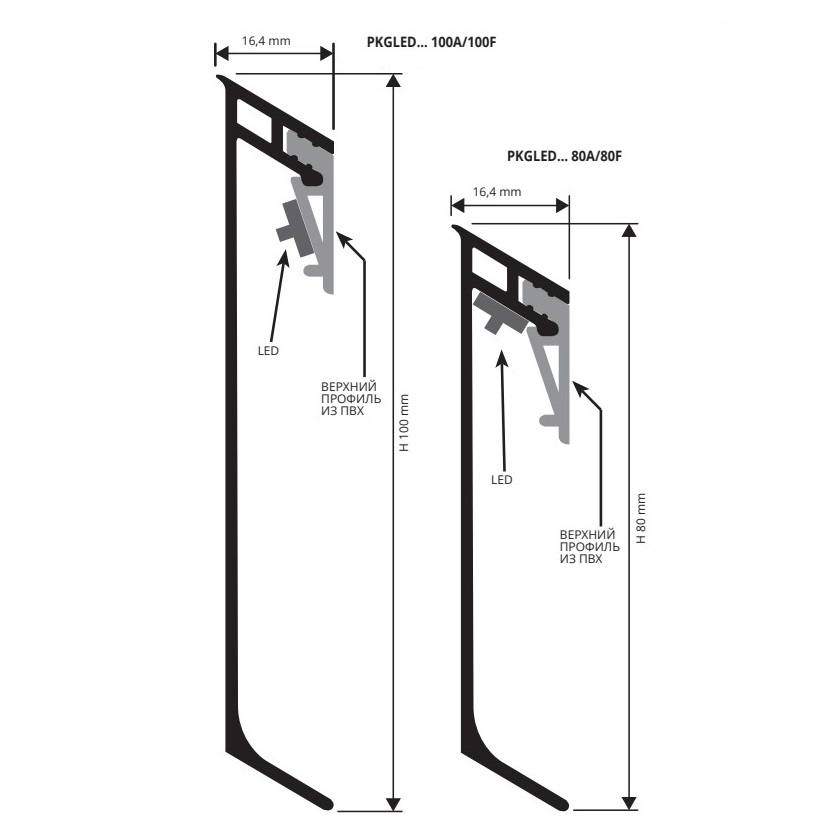 Плинтус Progress Profiles Proskirting GILED PKGLEDAA 100 (серебро), без клея