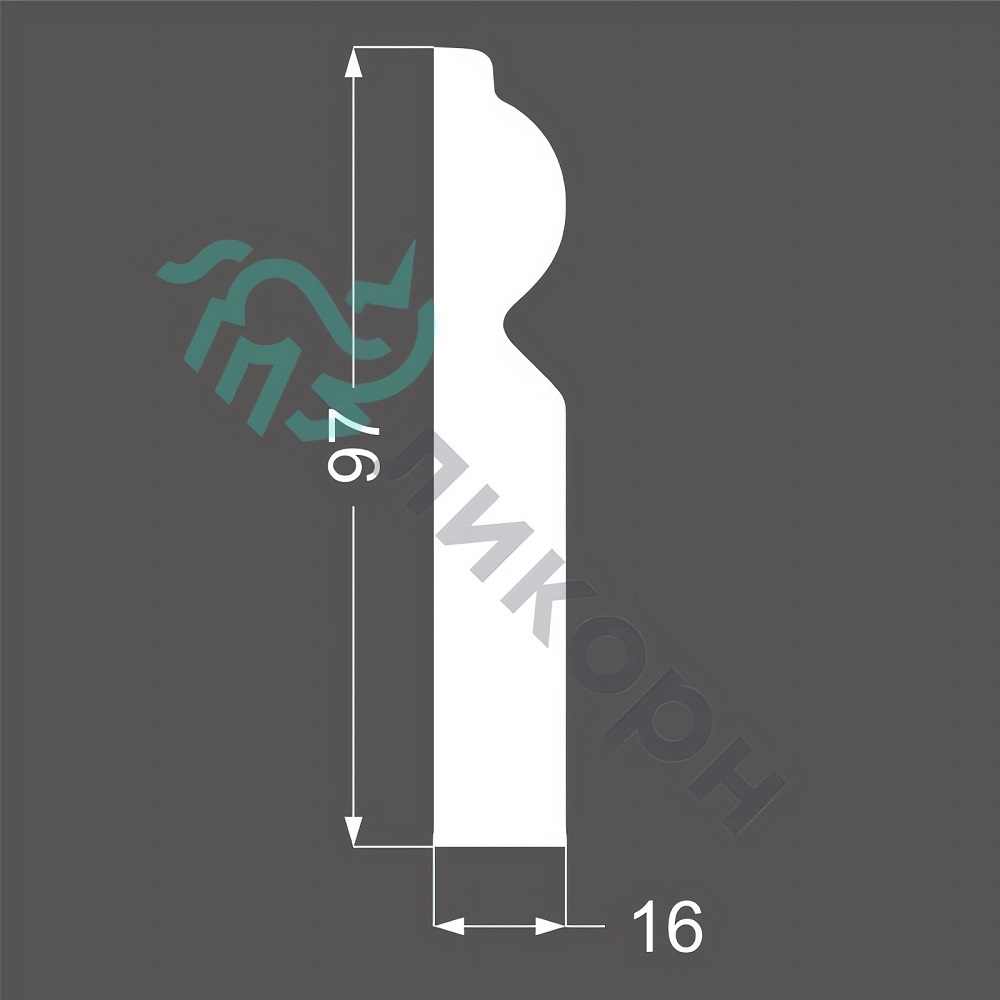 Плинтус Ликорн К-09 (белый) 9.7x205, напольный, крашенный, МДФ, с кабель-каналом, фигурный