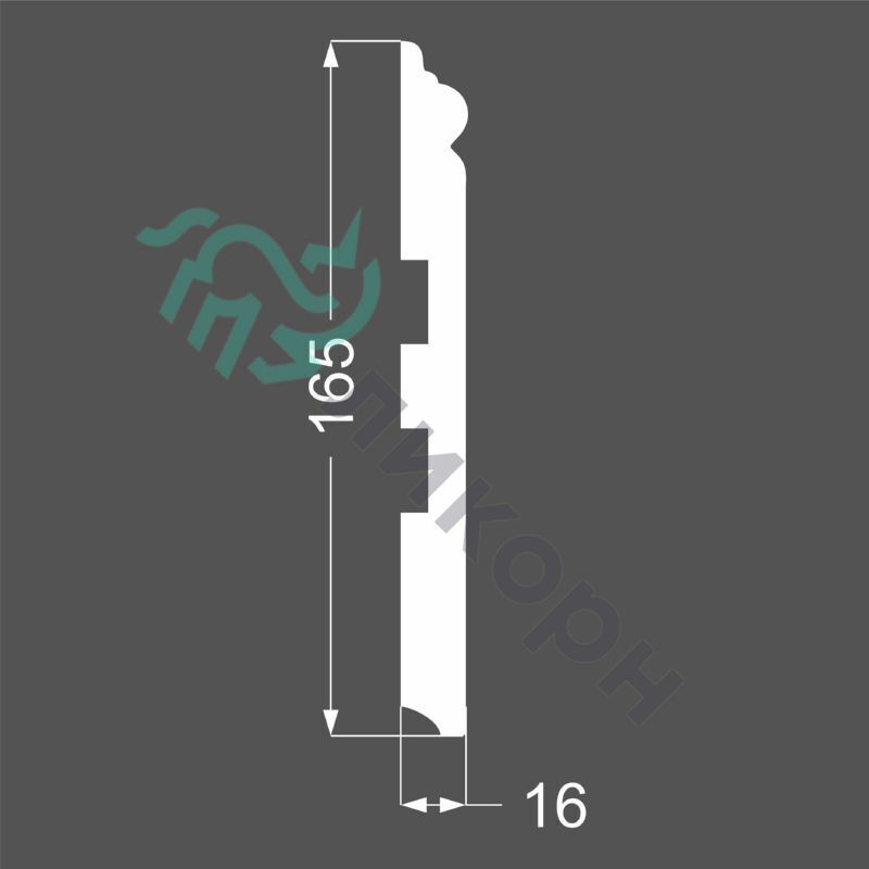 Плинтус Ликорн К-21 (белый) 16.5x205, напольный, крашенный, МДФ, с кабель-каналом, фигурный