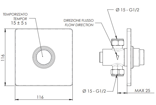 Пневматический кран Remer Tempor & Sensor TE30Q (хром)
