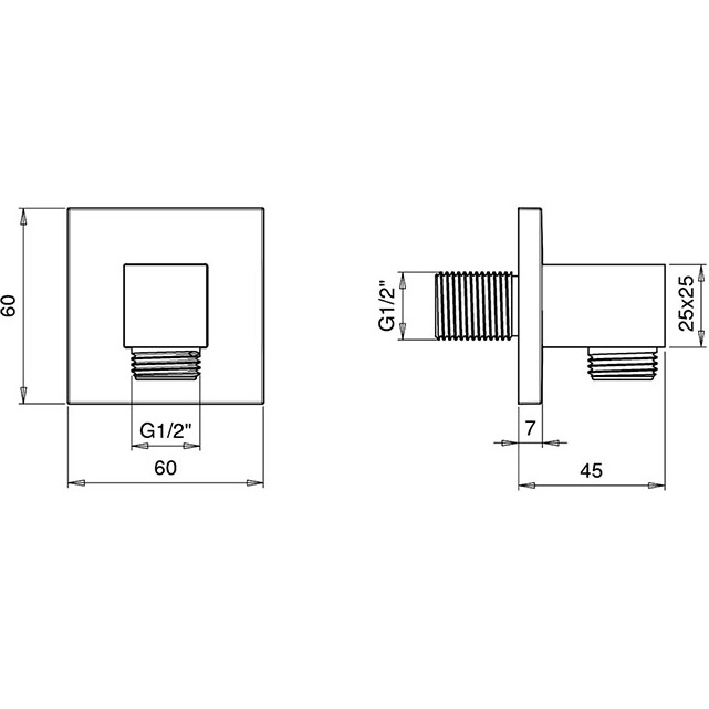 Подключение для шланга Almar Square E095001.CR (хром)