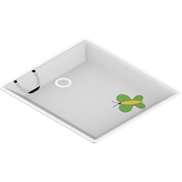 Поднос фарфоровый настольный 12.2х11см. THG Capucine Vert Decor Platine A7E-A02-4612 (платина, зеленый, белый)