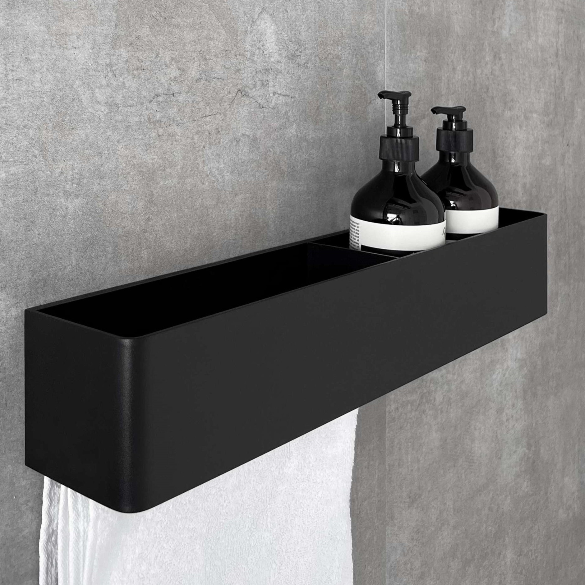 Полка со штангой Tezza Due Flex 90 см (серый), полотенцедержатель слева