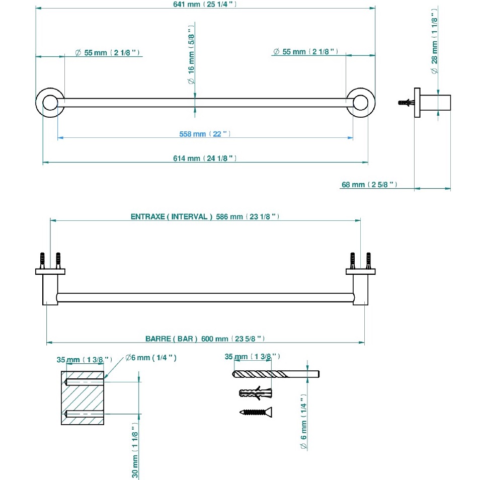 Полотенцедержатель подвесной 60 см. THG Bambou Cristal Ambre A34-F01-514/60 (золотой)