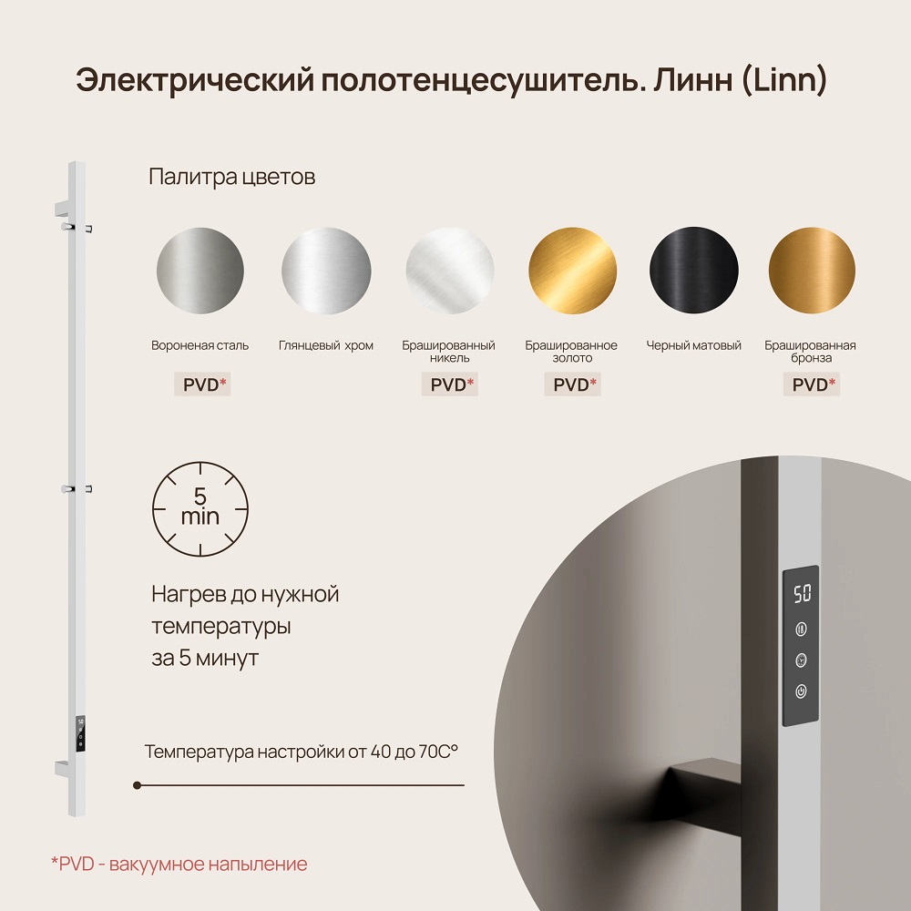 Полотенцесушитель электрический Sancos Линн (Linn) SC13002CH (хром), I-образный