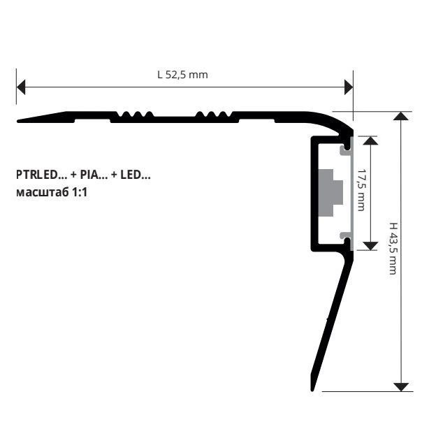 Профиль Progress Profiles Prostair LED PTRLEDAA 5040A 2.7м (серебро), с подсветкой самоклеящийся