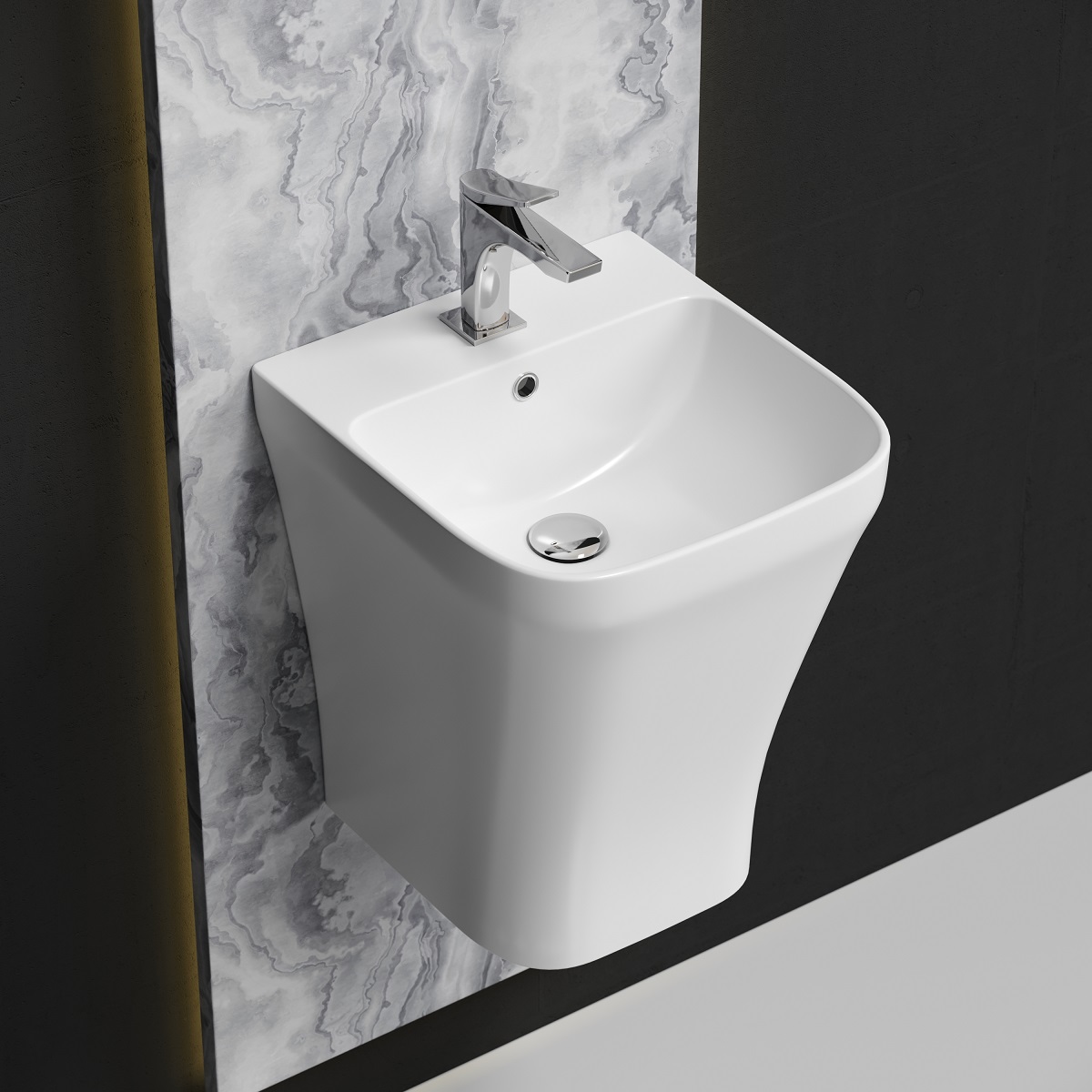 Раковина-моноблок подвесная Ceramicanova Dion CN6067 40x36.5 (белый), со сливом-переливом