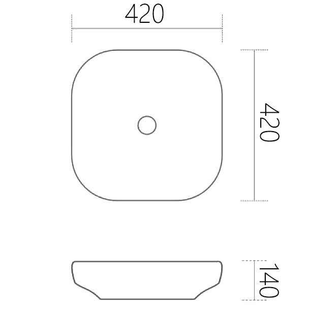 Раковина накладная Abber Rechteck AC2217MW 42x42x14 (белый матовый)