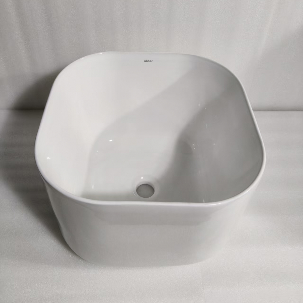 Раковина накладная Abber Rechteck AC2222 40.5х40.5х28.5 (белый), с донным клапаном