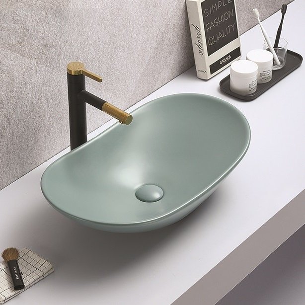 Раковина накладная CeramaLux NC 7811AMLG-6 61.5x36 (зеленый)