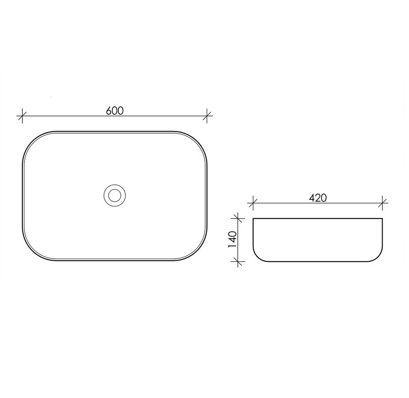 Раковина накладная Ceramica Nova Element CN5004 60x42 (белый), без донного клапана