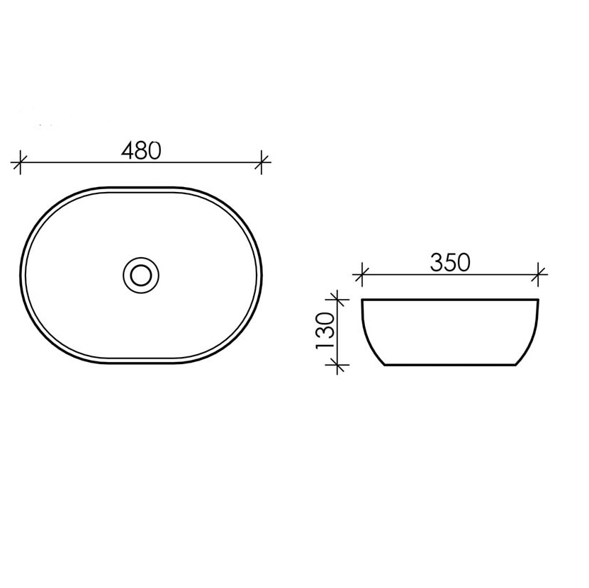 Раковина накладная Ceramica Nova Element CN5010 48x35 (белый), без донного клапана