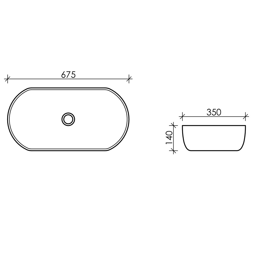 Раковина накладная Ceramica Nova Element CN5022 67.5x35 (белый), без донного клапана