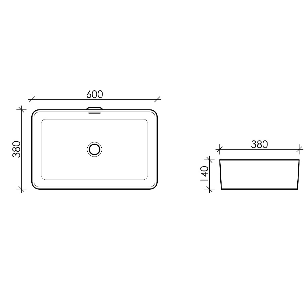 Раковина накладная Ceramica Nova Element CN5025 60x38 (белый), без донного клапана