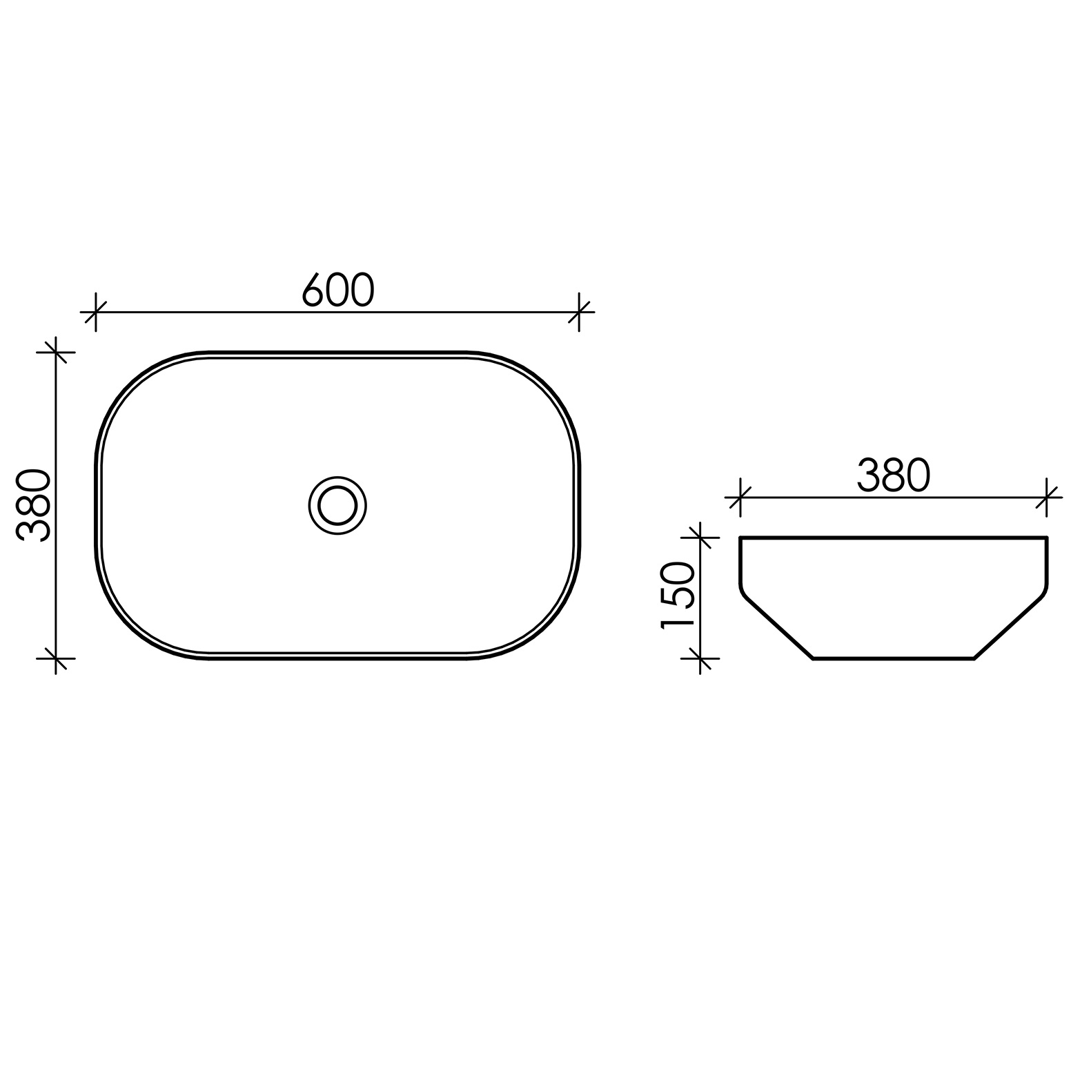 Раковина накладная Ceramica Nova Element CN5030 60x38 (белый), без донного клапана