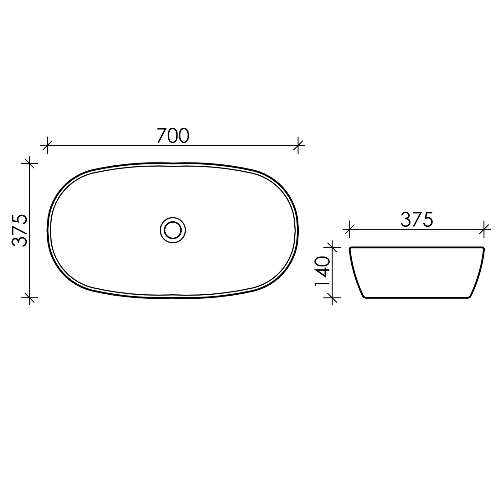 Раковина накладная Ceramica Nova Element CN5040 70x37.5 (белый), без донного клапана