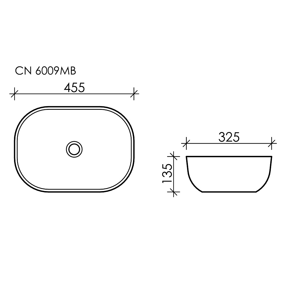 Раковина накладная Ceramica Nova Element CN6009MB 45.5x32.5 (черный матовый), без донного клапана