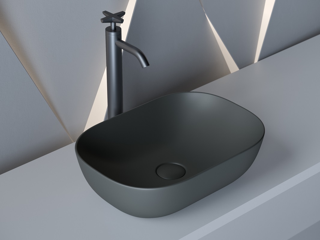 Раковина накладная Ceramica Nova Element CN6009MDH 45.5x32.5 (антрацит темный матовый), без донного клапана