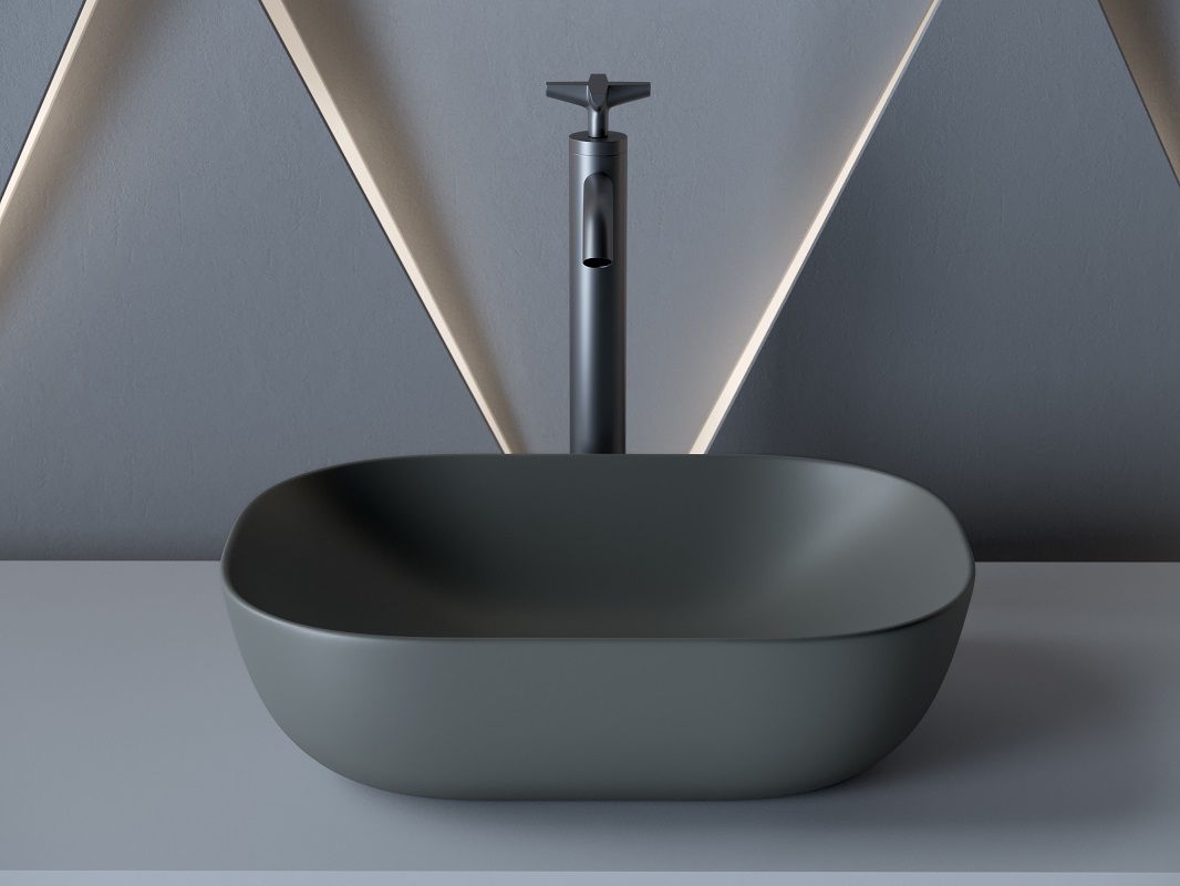 Раковина накладная Ceramica Nova Element CN6009MDH 45.5x32.5 (антрацит темный матовый), без донного клапана