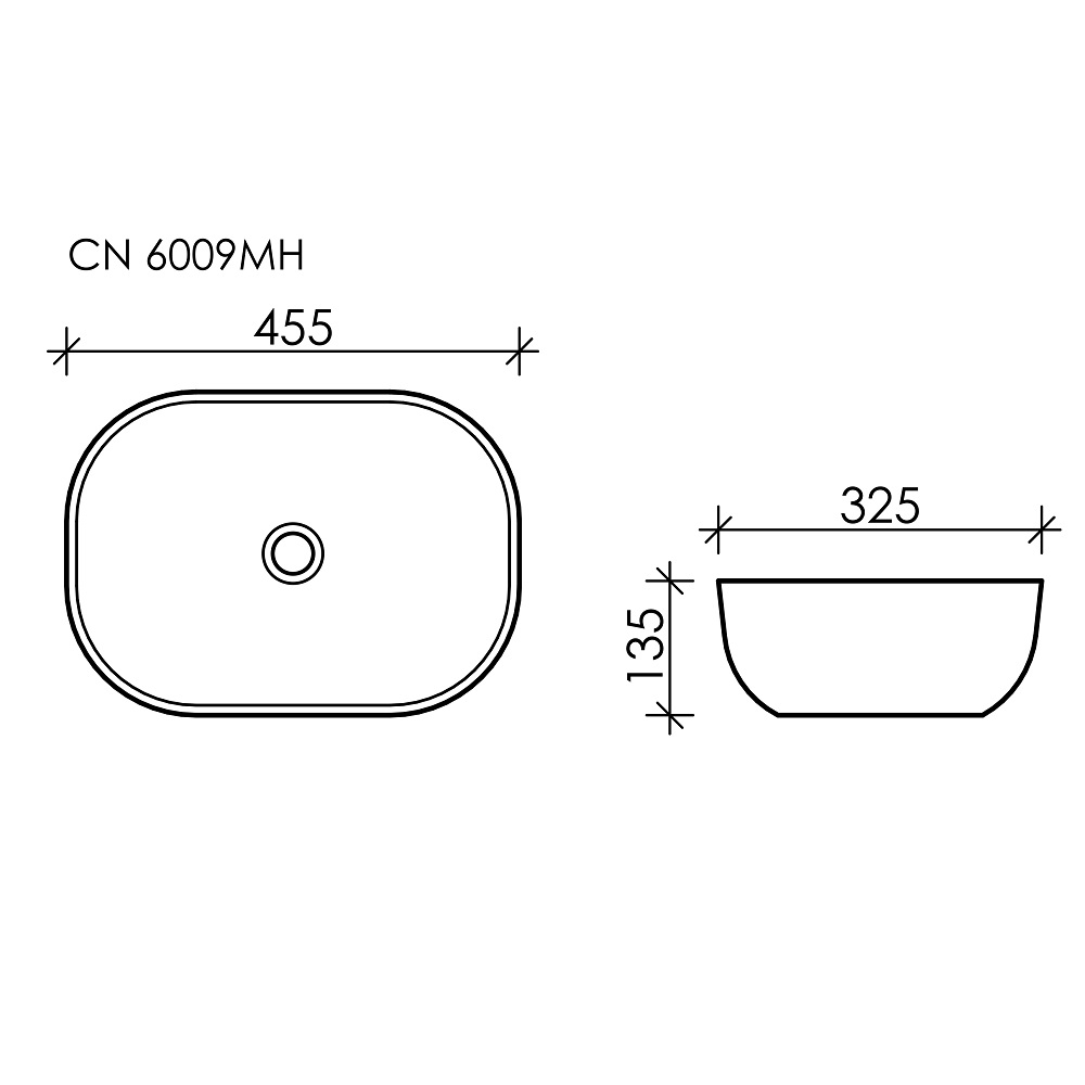 Раковина накладная Ceramica Nova Element CN6009MH 45.5x32.5 (антрацит матовый), без донного клапана