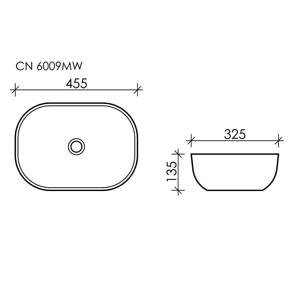 Раковина накладная Ceramica Nova Element CN6009MW 45.5x32.5 (белый матовый), без донного клапана
