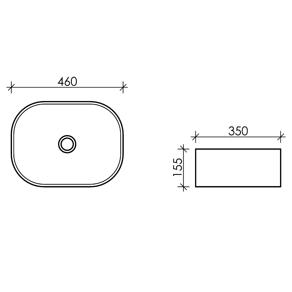 Раковина накладная Ceramica Nova Element CN6018 46x35 (белый), без донного клапана