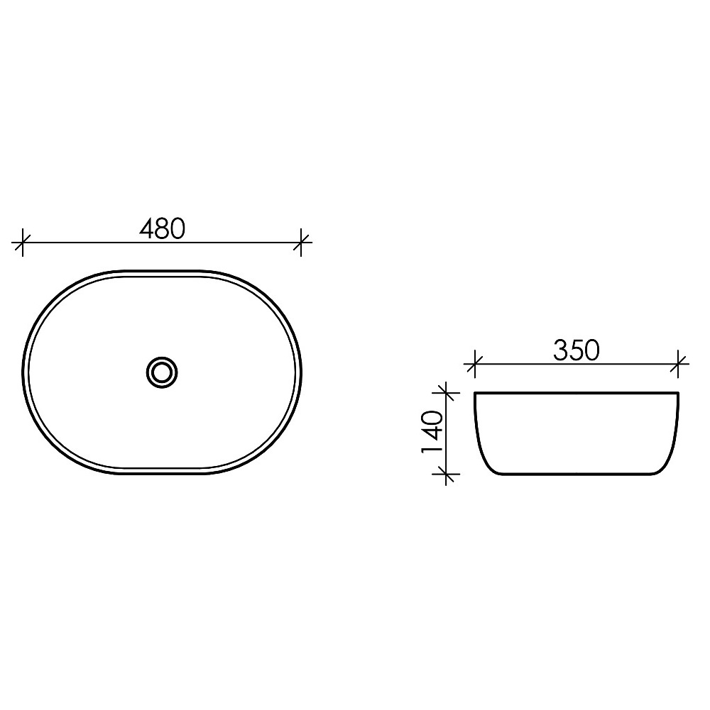 Раковина накладная Ceramica Nova Element CN6019 48x35 (белый), без донного клапана